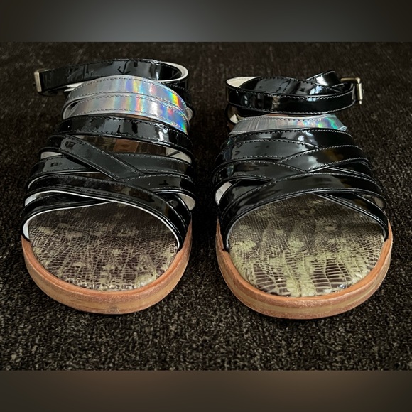 Freda Salvador Embossed Patent Leather Gladiator Sandals Black Color Size 7 - Picture 8 of 14